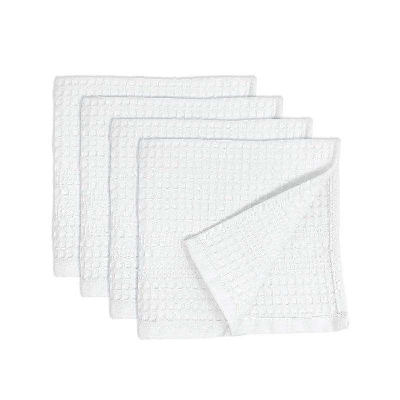 GILDEN TREE Waffle Towel Quick Dry Thin Exfoliating  4 Pack Washcloths for Face Body  Classic Style (White) - Image 1